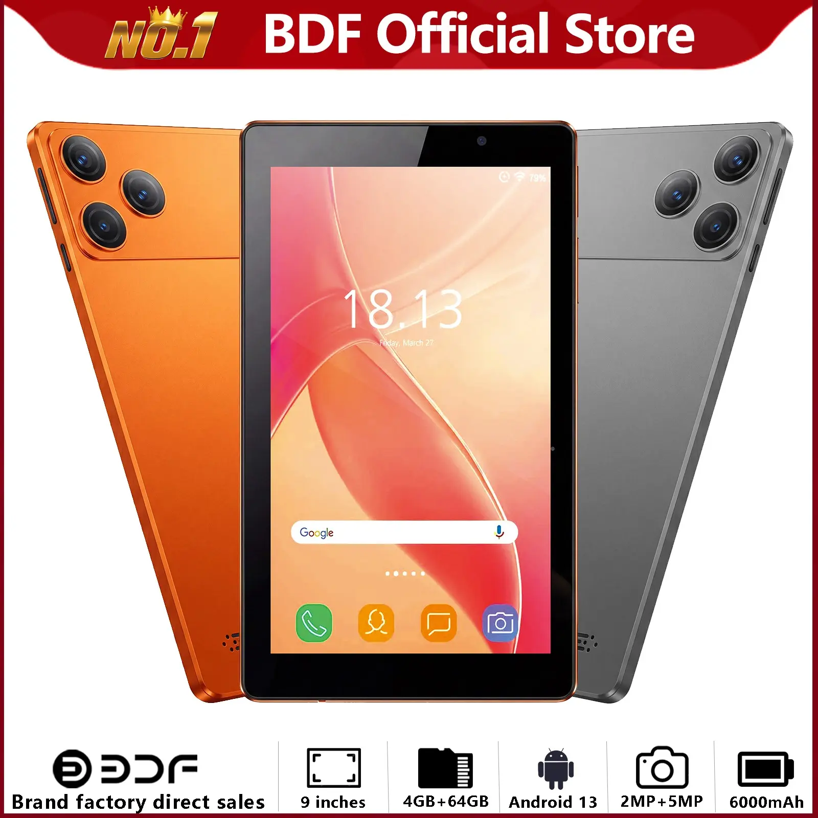 Student Learning Tablet I17 Max 9 Inch, Android 13, 4GB RAM 64GB ROM, 6000mah Battery, Fhd Display 1280x800, Wireless WiFi Support