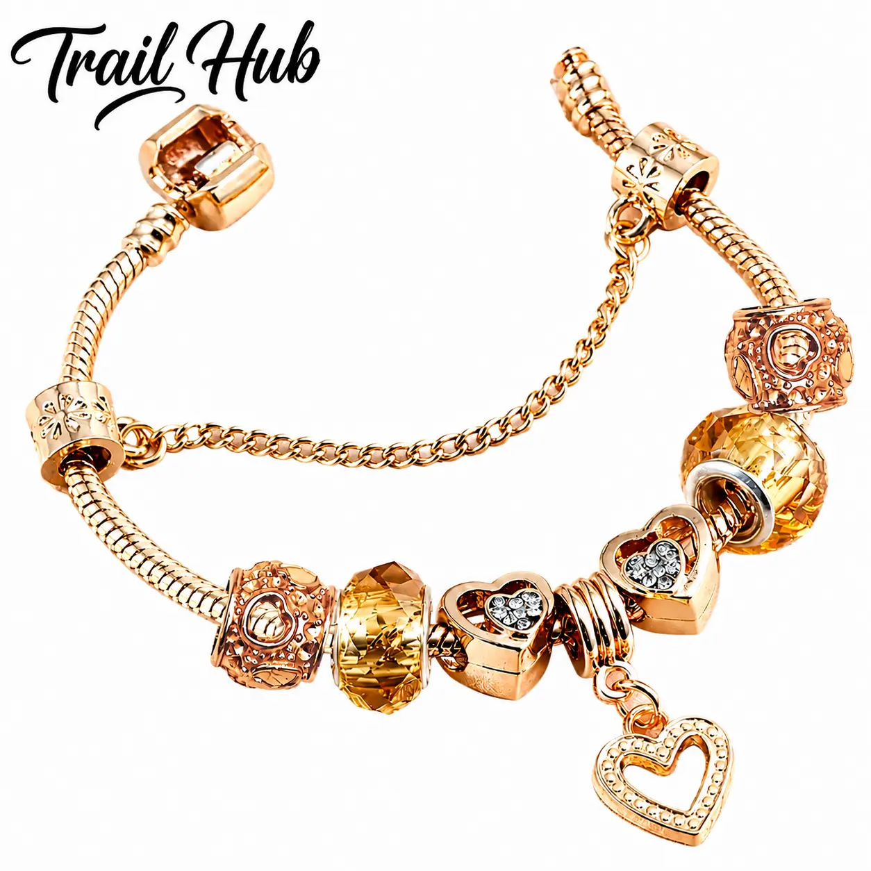 Women's Elegant Adjustable Titanium Alloy Beaded Charm Bracelet, Handcrafted Detailing, Subtle Heart Pendant, Lightweight Hypoallergenic Everyday Jewelry, Mother's Day Gift