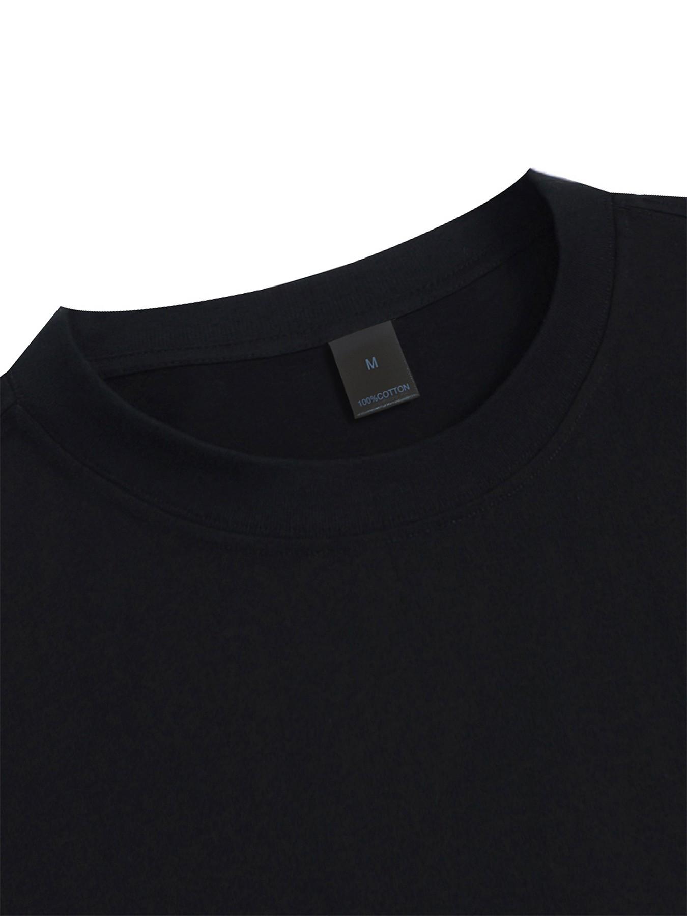 Men's Vintage Camera Pattern Cotton T-Shirt, American Retro Street Style, Casual Loose-Fitting Short Sleeve Top, Long Length