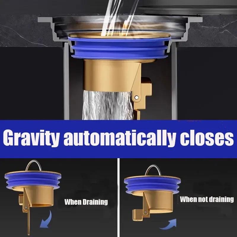 Copper Material Anti-Odor Drainage Device, Shower Drain Backflow Prevention Valve, Single Direction Drain Filter, Bathroom & Kitchen Odor Control