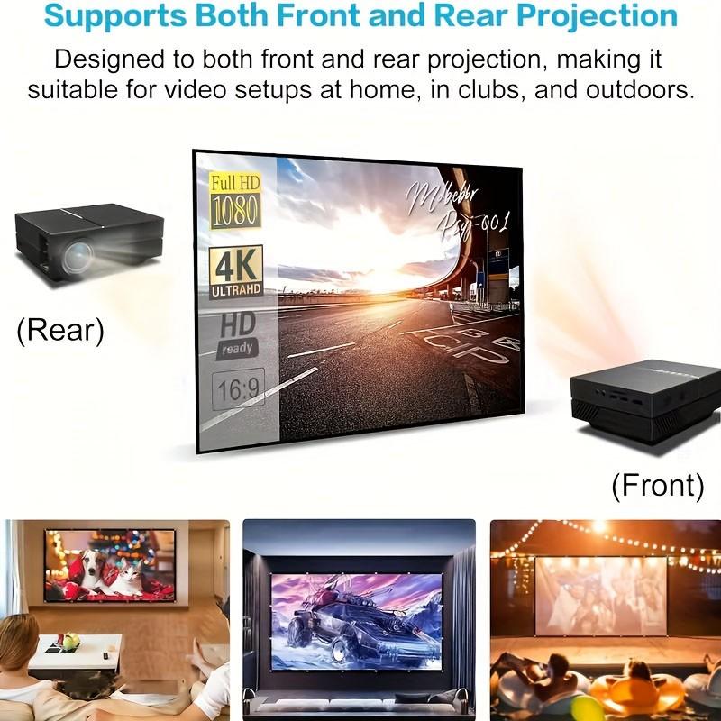 This 2K ultra-high-definition foldable projection screen is wall-mountable, washable, wrinkle-resistant, requires no power supply, and is made of plastic. It is an ideal choice for home theaters and office projection.
