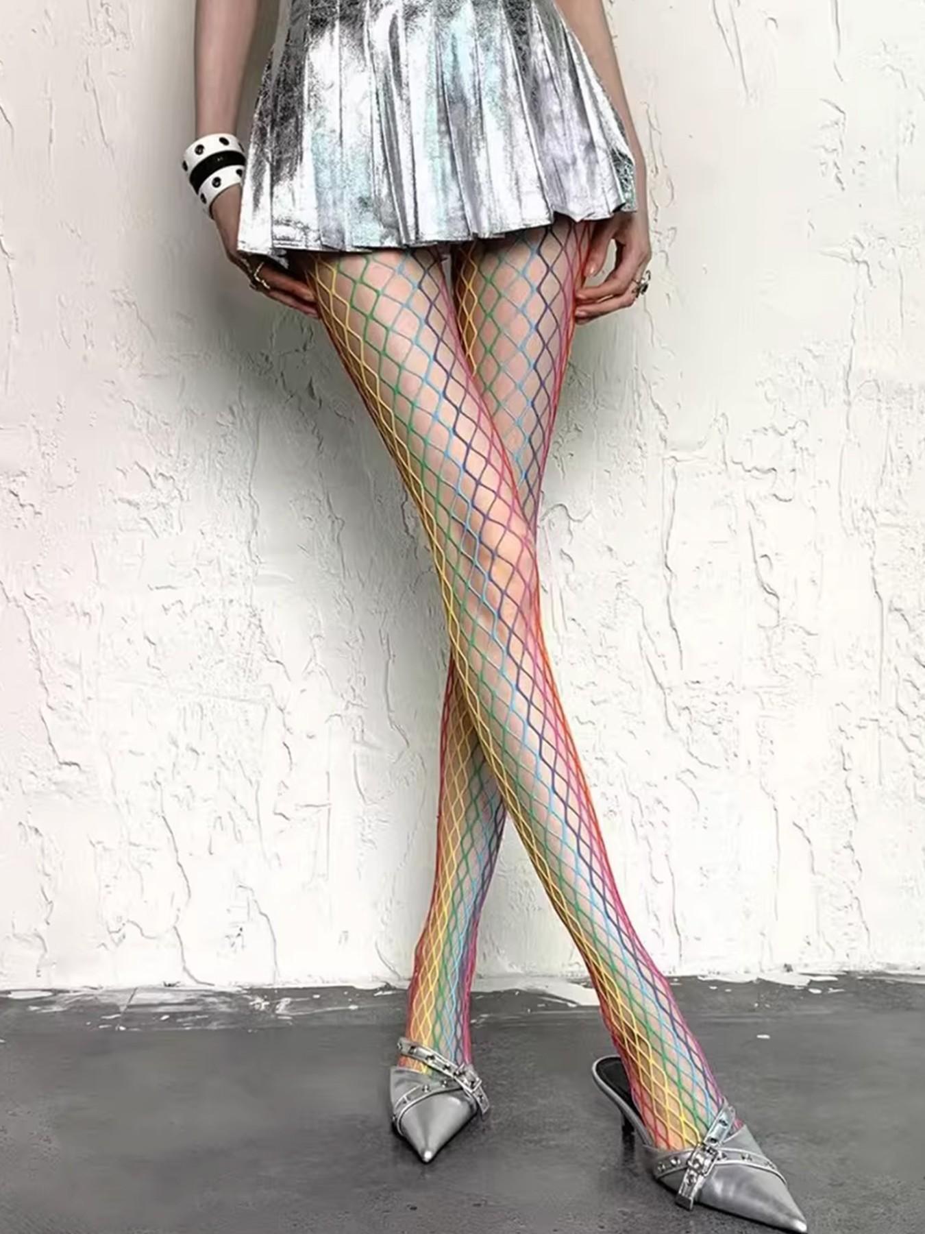 High Waist Rainbow Stripe Jumpsuit, Slim-Fitting Casual Wear, Visual Leg Sculpting, All-Season Fashion, Bold and Trendy Style