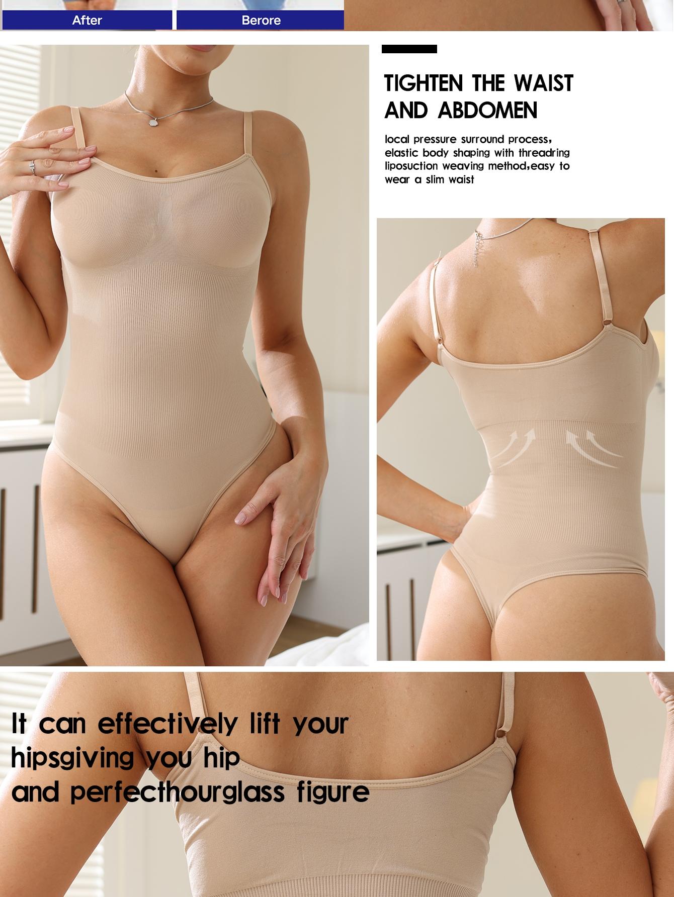 5 piece set Women's solid color sexy one-piece shapewear, high elasticity, no bra pads, adjustable straps, thong crotch with hook, suitable for daily wear, casual, yoga, and sports. Sexy versatile camisole, women's shapewear bodysuit.