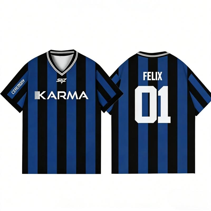 2026 KPOP Stay KARMA Album Fans Support Shirts FELIX BANGCHAN HYUNJIN Clothes Short Sleeve Tops Beachwear Surfing Suit Wetsuit