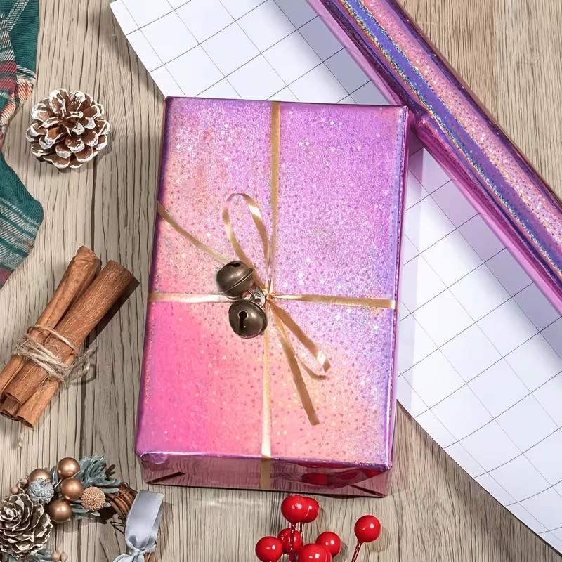 Gradient Holographic Star Glitter Paper, 16.93x118.11 Inches, Shiny Craft Decorative Paper, Ideal for Art, Holiday Gift Wrapping, Waterproof