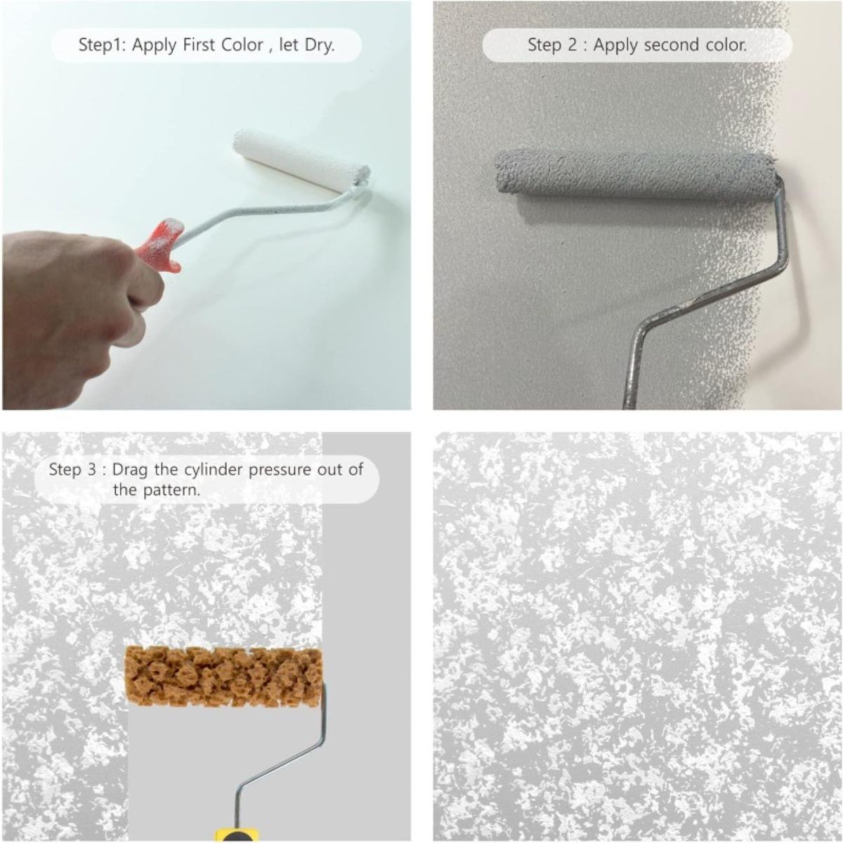 Home Wall Texture Pattern Roller, ABS Plastic Decorative Paint Roller, DIY Wall Art Painting Tool, Precise Pattern Embossing, Fast Application, Time-Saving and Easy Wall Decorating Tool