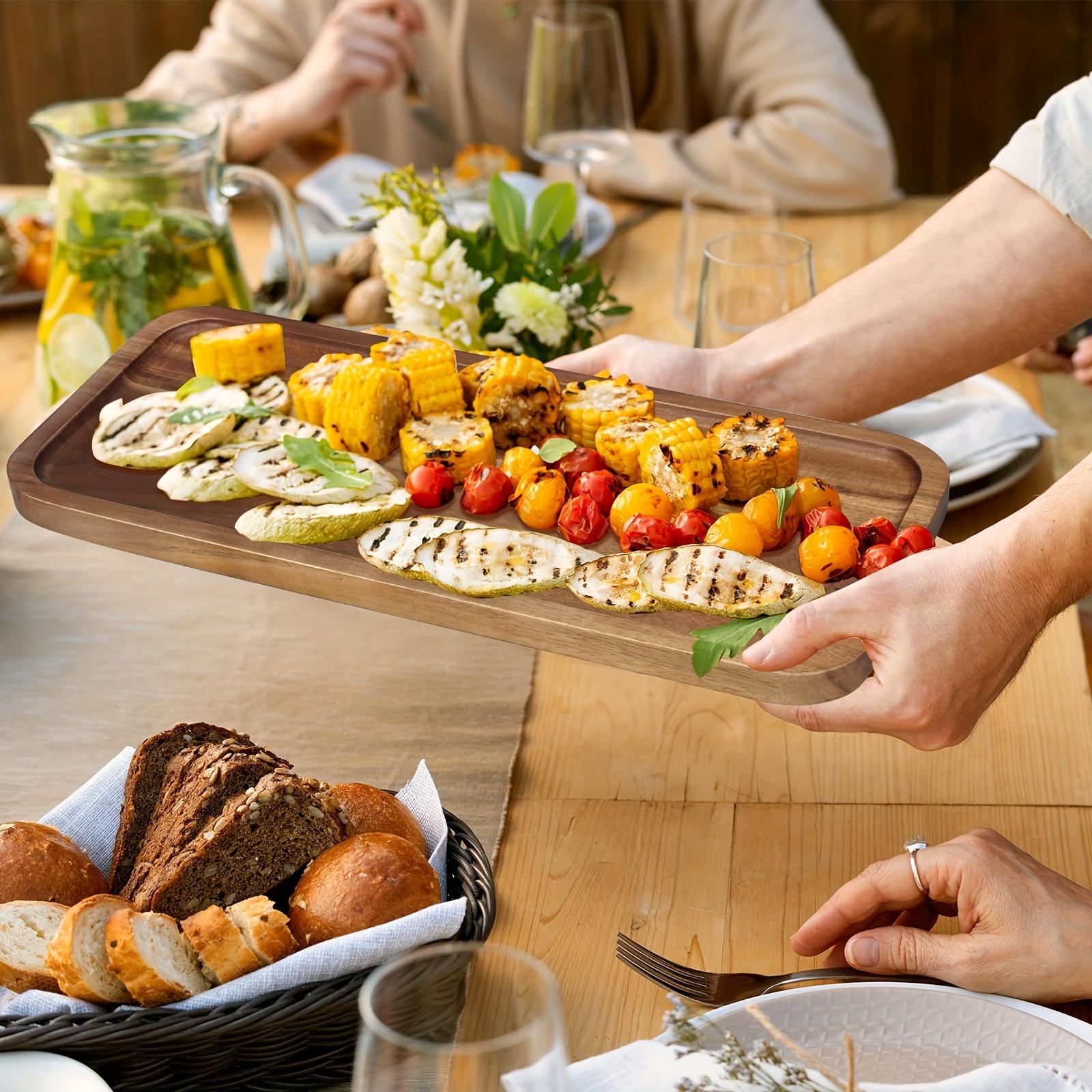 7PCS  Wooden Service Plate and Plate Set - "Rectangular Mini Ham Board, Small Cheese Board, Wooden Service Plate for Home, Kitchen, Bathroom, Party Decoration, Christmas, Thanksgiving, St. Patrick's Day Display Tray - Suitable for 30 holidays