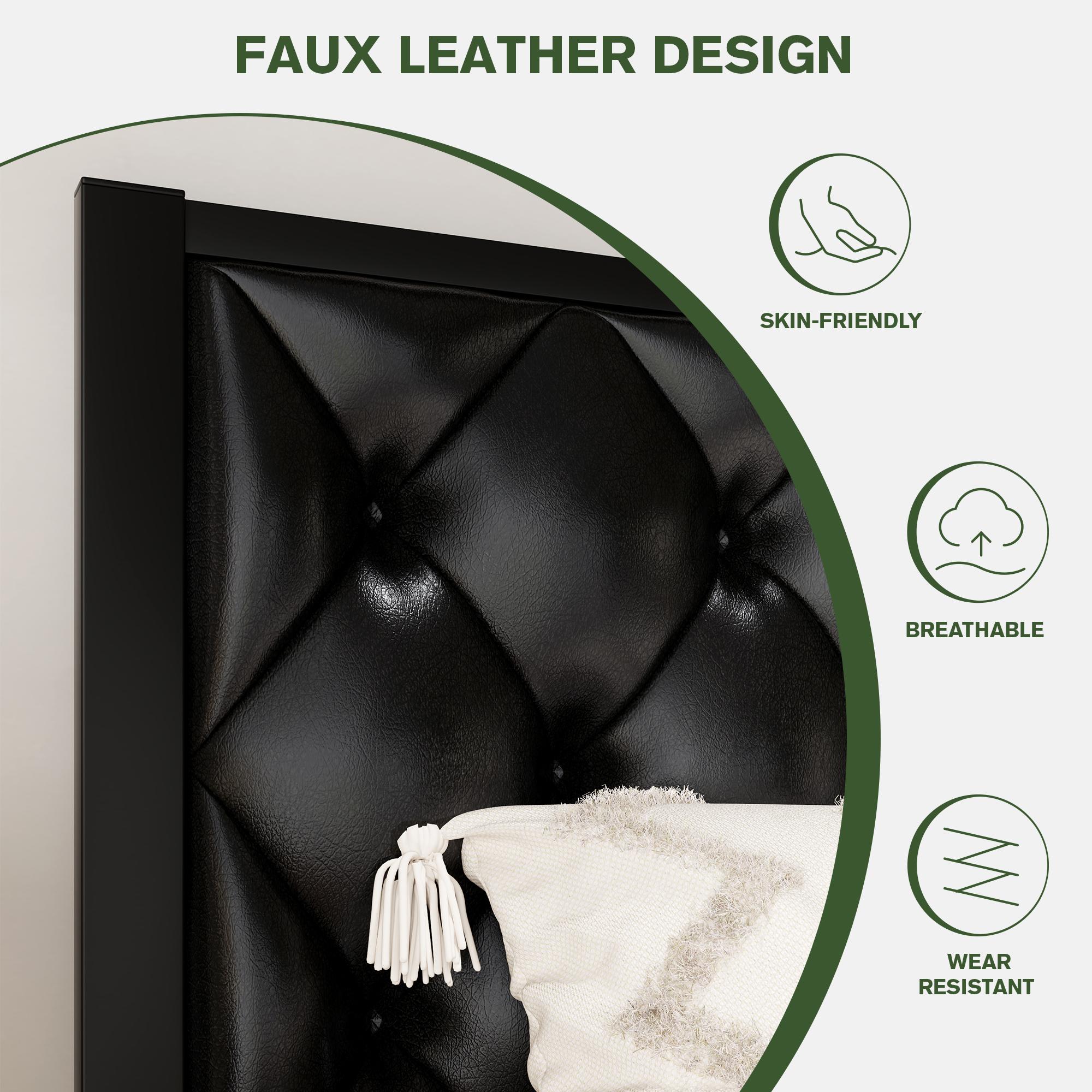 MUTICOR Metal Twin/Full/Queen/King Platform Bed Frame,Fabric Upholstered/Faux Leather Button Tufted Headboard【Frame Only No Mattress】17 Strong Slats Support, No Box Spring Needed,#TikTokShopBlackFriday #ChristmasGifts