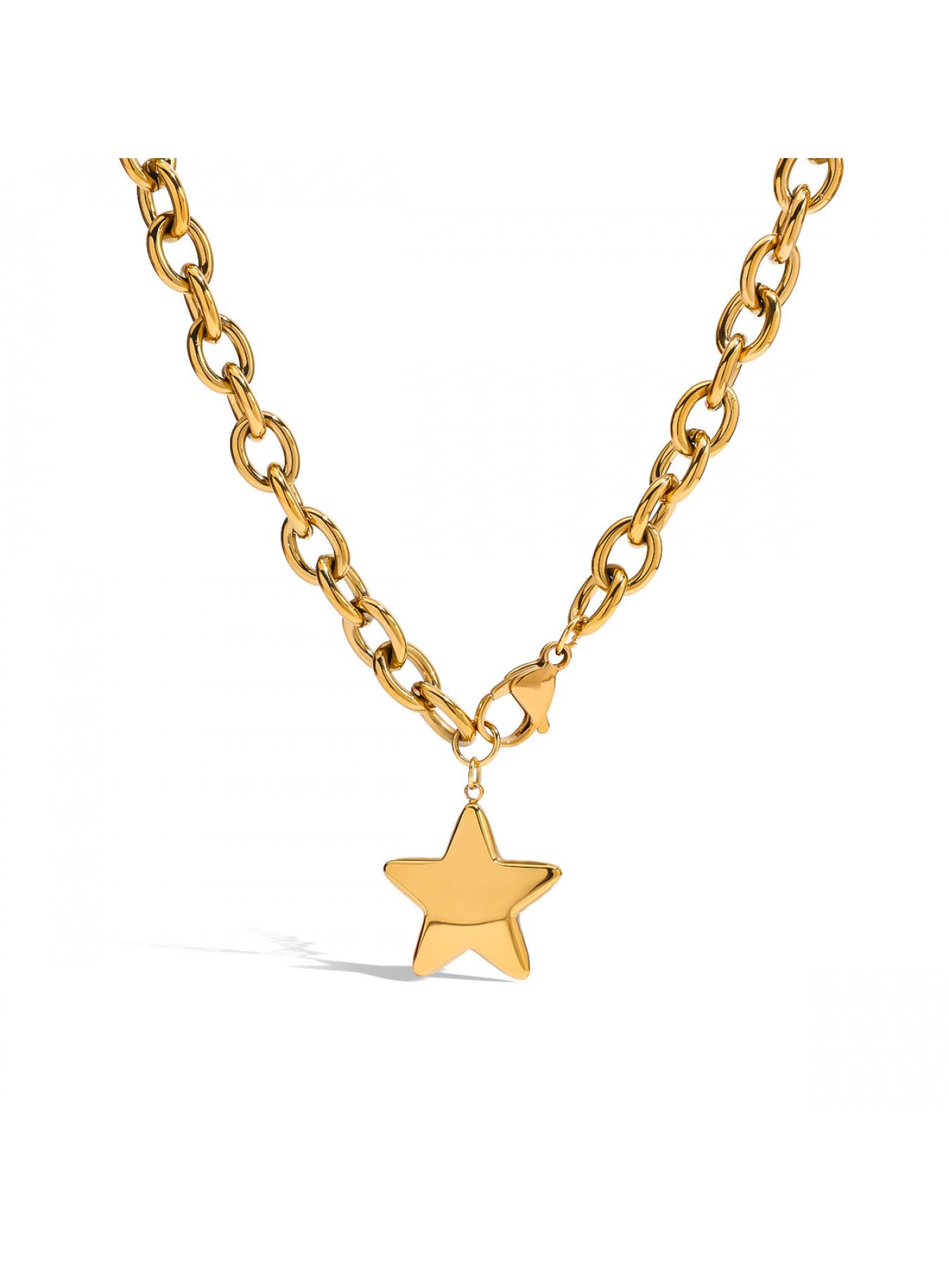 Stainless steel necklace - luxurious and exclusive, small-sized, five-pointed star titanium steel, non-fading, 18K gold jewelry, elegant and sophisticated for women.