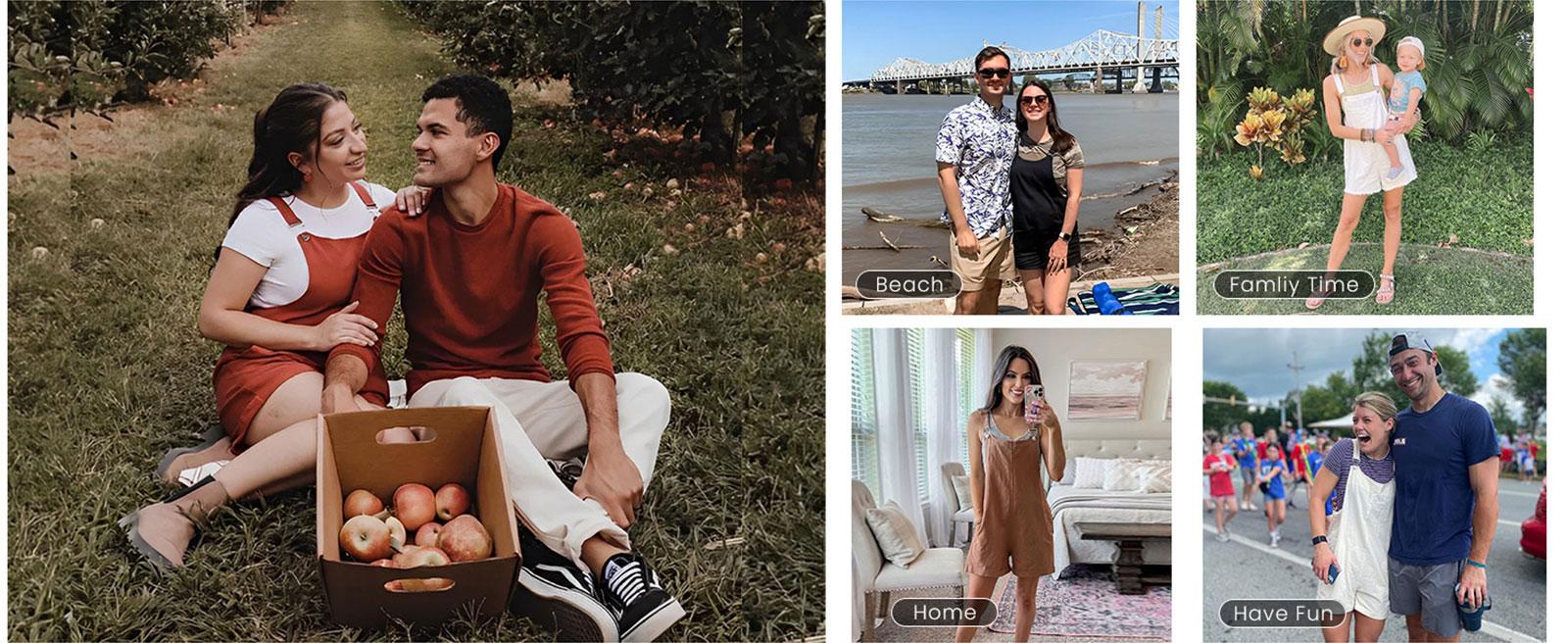 Ommig Women's Nyion Linen Short Overalls Summer Casual Bib Shortalls with Pockets