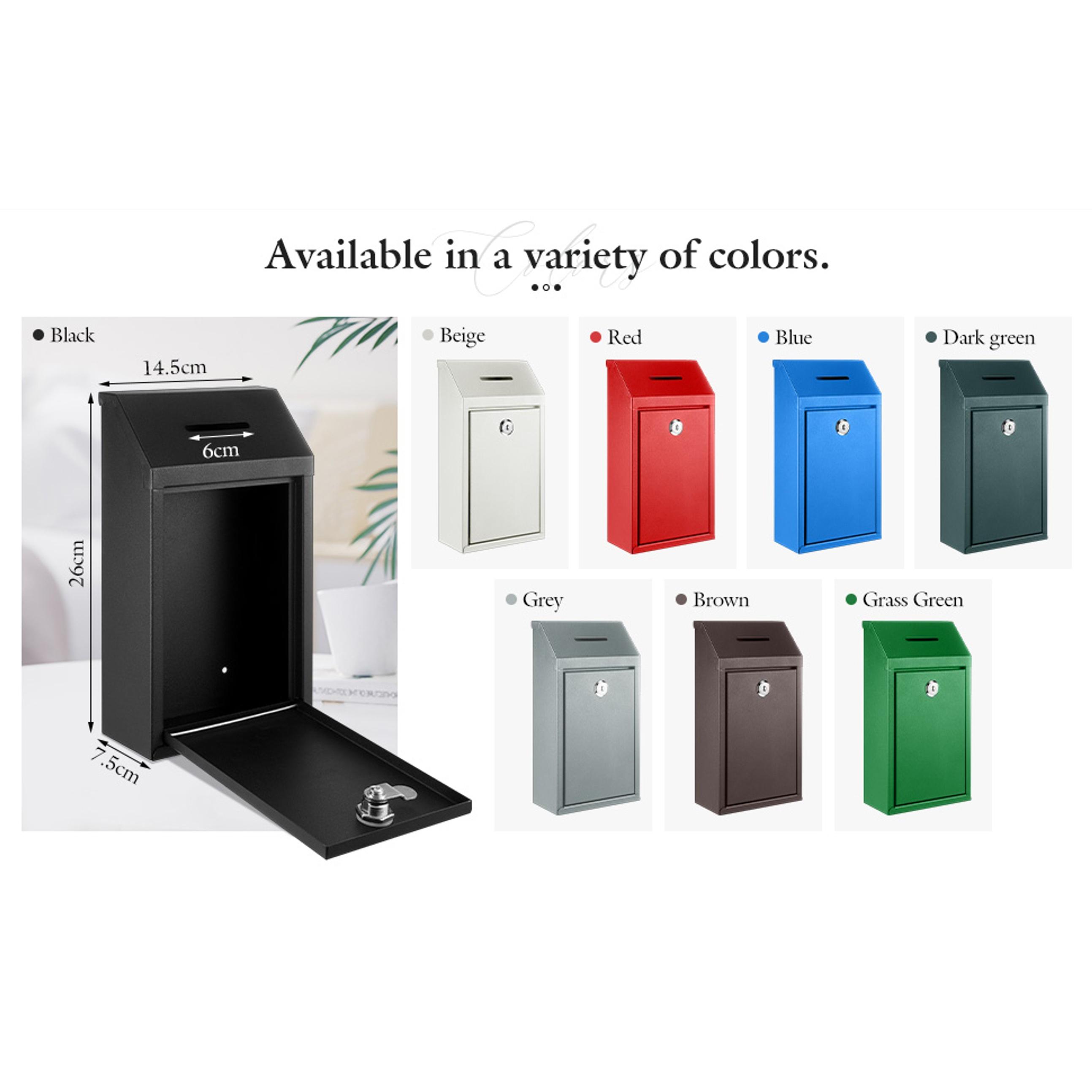 Metal Lockable Donation Cash Box - Money Safe for Cash, Security Lock Box with Key Lock, Confidential Money Drop Container, 1x Black Mailbox with Nail-Hook Installation, Pre-Punched Holes, Wall-Mounted, for Friends, Neighbors (10.24x5.71x2.95in), Wall Mou Metal Lockable Donation Cash Box - Money Safe for Cash, Security Lock Box with Key Lock, Confidential Money Drop Container, 1x Black Mailbox with Nail-Hook Installation, Pre-Punched Holes, Wall-Mounted, for Friends, Neighbors (10.24x5.71x2.95in), Wall Mou