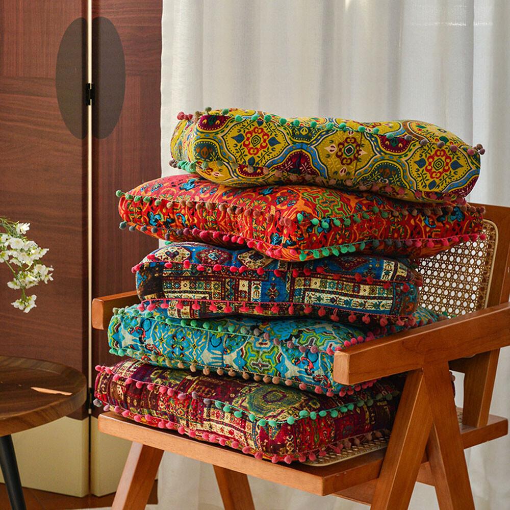YJ 1-Piece Bohemian Print Thick Cushion - Soft Comfortable Meditation Pad, Sofa Pillow for Room Decor, Suitable for Living Room, Office Multifunctional Home Textile Accessory, House Decor