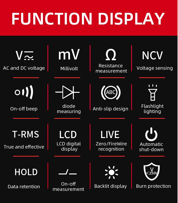 Fsh1 LCD High-Definition Display Handheld Mini Pen-Type Smart Digital Multimeter, Backlit, Battery-Free Model