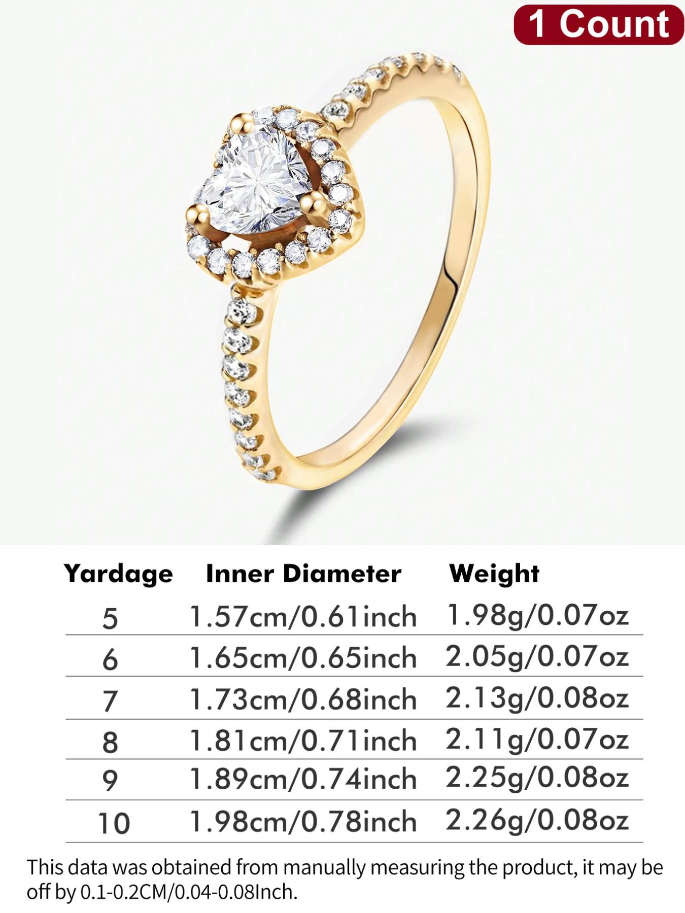 1 PC Elegant Zircon-encrusted Heart-shaped Zircon Ring for Women Fashion Jewelry for Festival Party Daily Clothing Decor Trendy Exquisite Wedding Engagement Promise Ring Ladies Anniversary Party Birthday Valentine's Day Festival Gift for Girlfriend