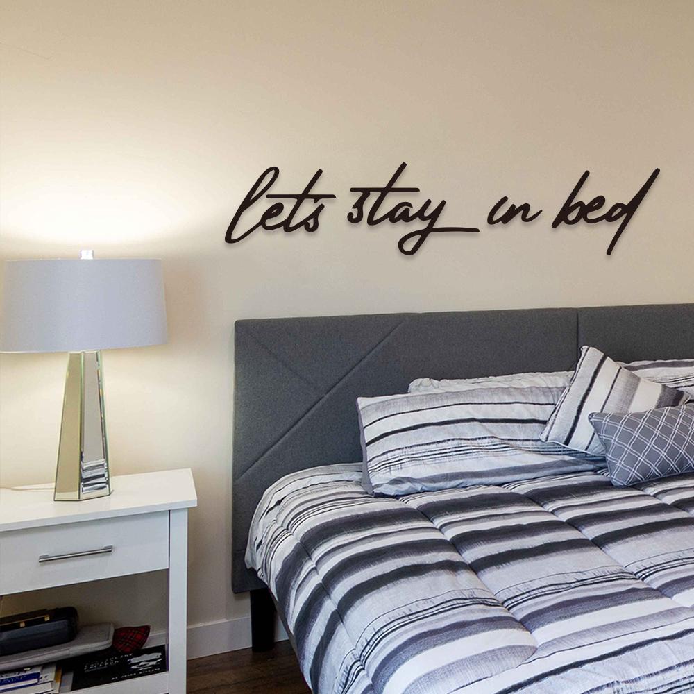 "4pc Let's Stay In Bed"" Metal Wall Art - Rustic Iron Crafted Decor - For Home Decoration - Perfect Housewarming Gift"