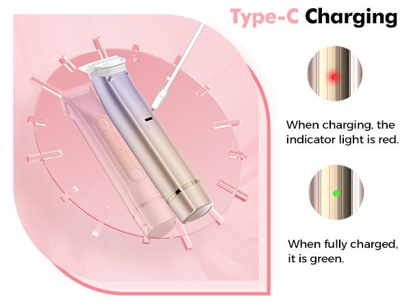 PVBKZ Bikini Trimmer for Women, Electric Shaver and Razor Rechargeable 2-in-1 Body and Facial Epilator, Dual Heads for Painless Trimming of Pubic Hair, Face, Underarms and Legs, IPX6 Waterproof. Christmas Gift New Year Gift Shaving Grooming