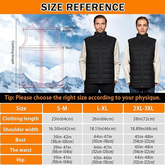 Heated Vest for Men Women, 8 Heating Zones, 3 Temperature Controls, USB/DC Rechargeable, Waterproof, Down Cotton Filling, Hunting Skiing Winter Outdoor Heating Vest with 10,000 mAh Battery - Polyester Clothes