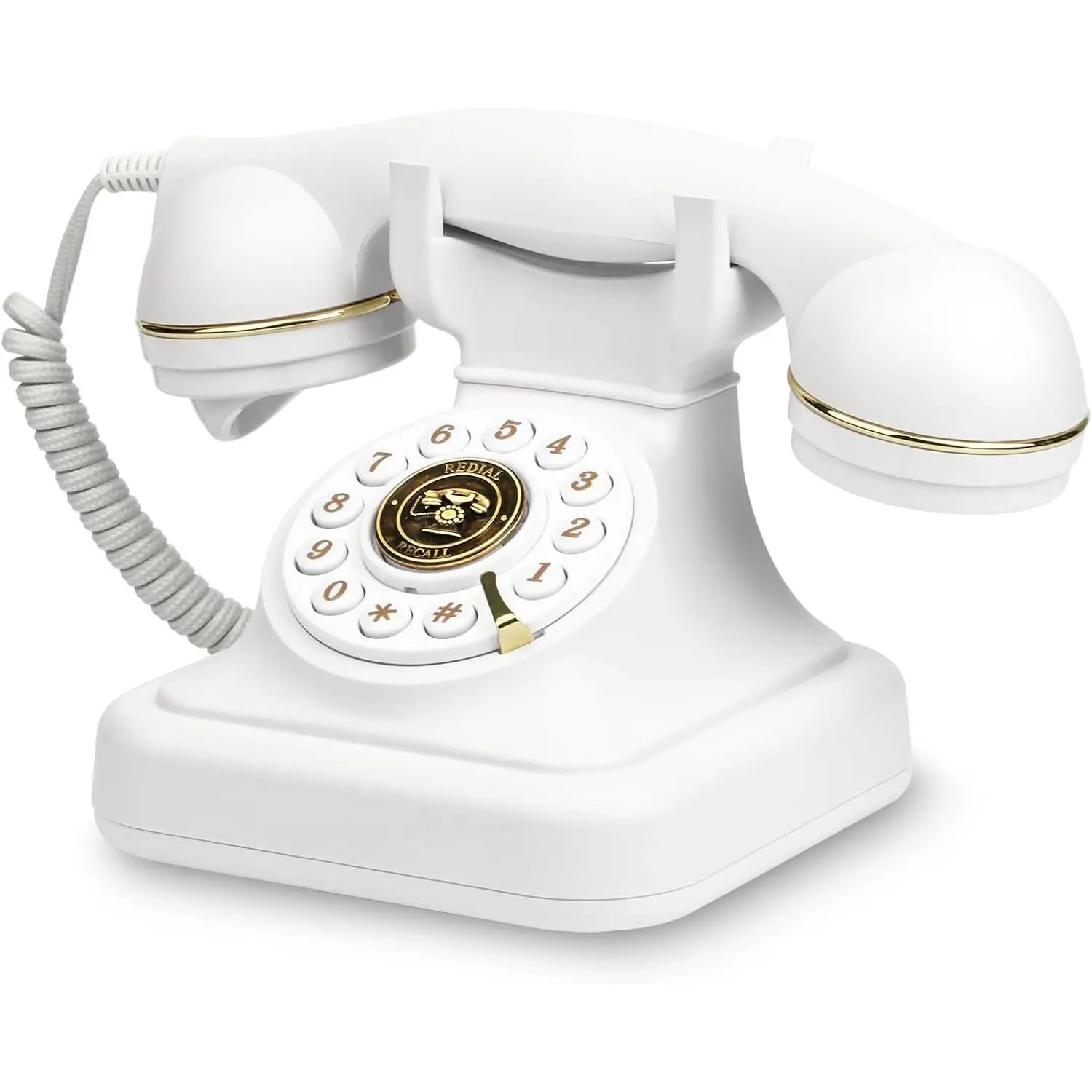 Retro Landline Telephone Classic Rotary Design Old Fashioned Corded Desk Phone with Metal Bell for Home and Office，90s aesthetic，living room decor, study desk ornament,slow living lifestyle, nostalgic home，old fashioned table landline