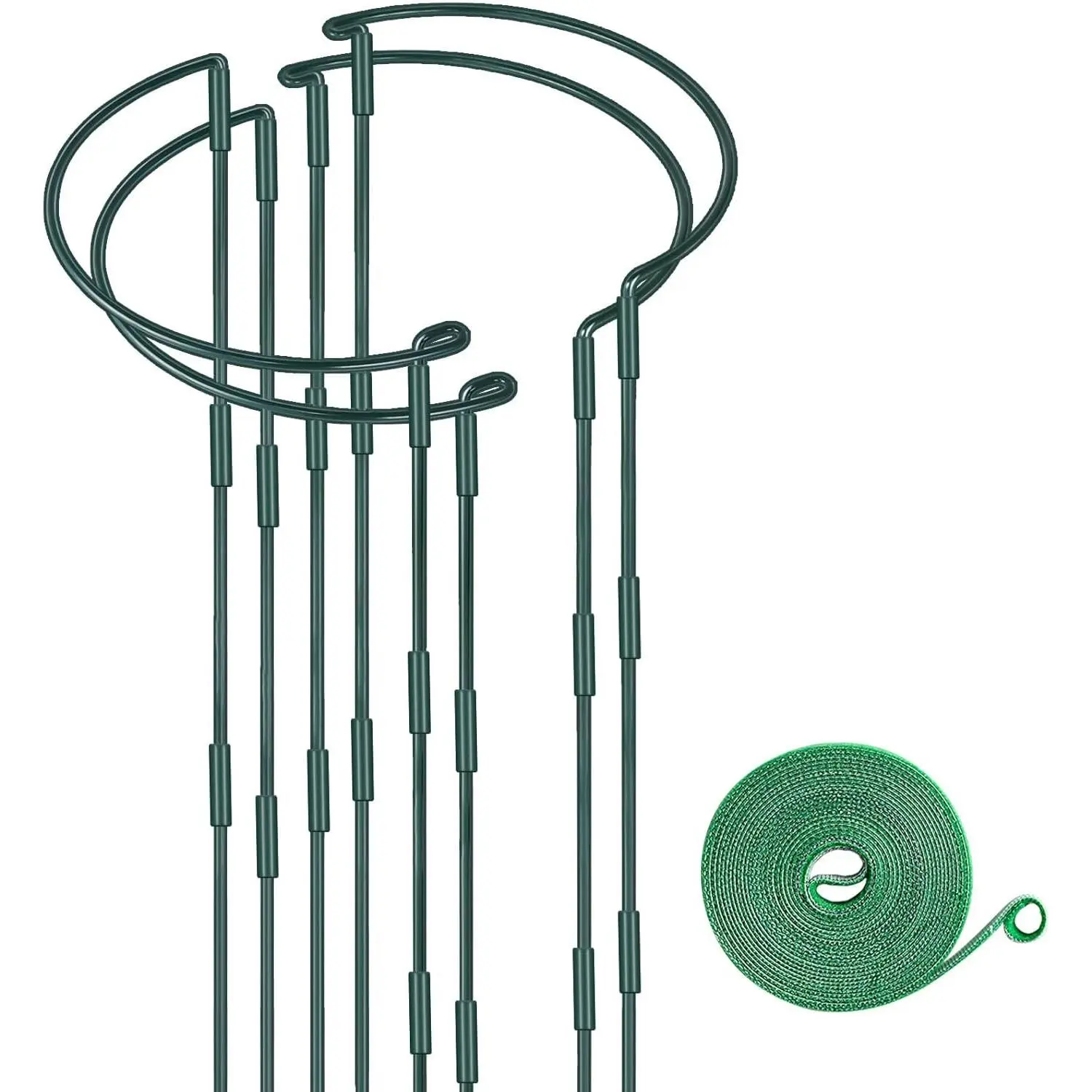 4 Pack Height Adjustable Metal Plant Support (36" H or 24" H or 12" H), Heavy Duty Peony Cages and Supports, Half Round Tall Plant Support Ring for Outdoor Indoor Plant Hydrangea Flower
