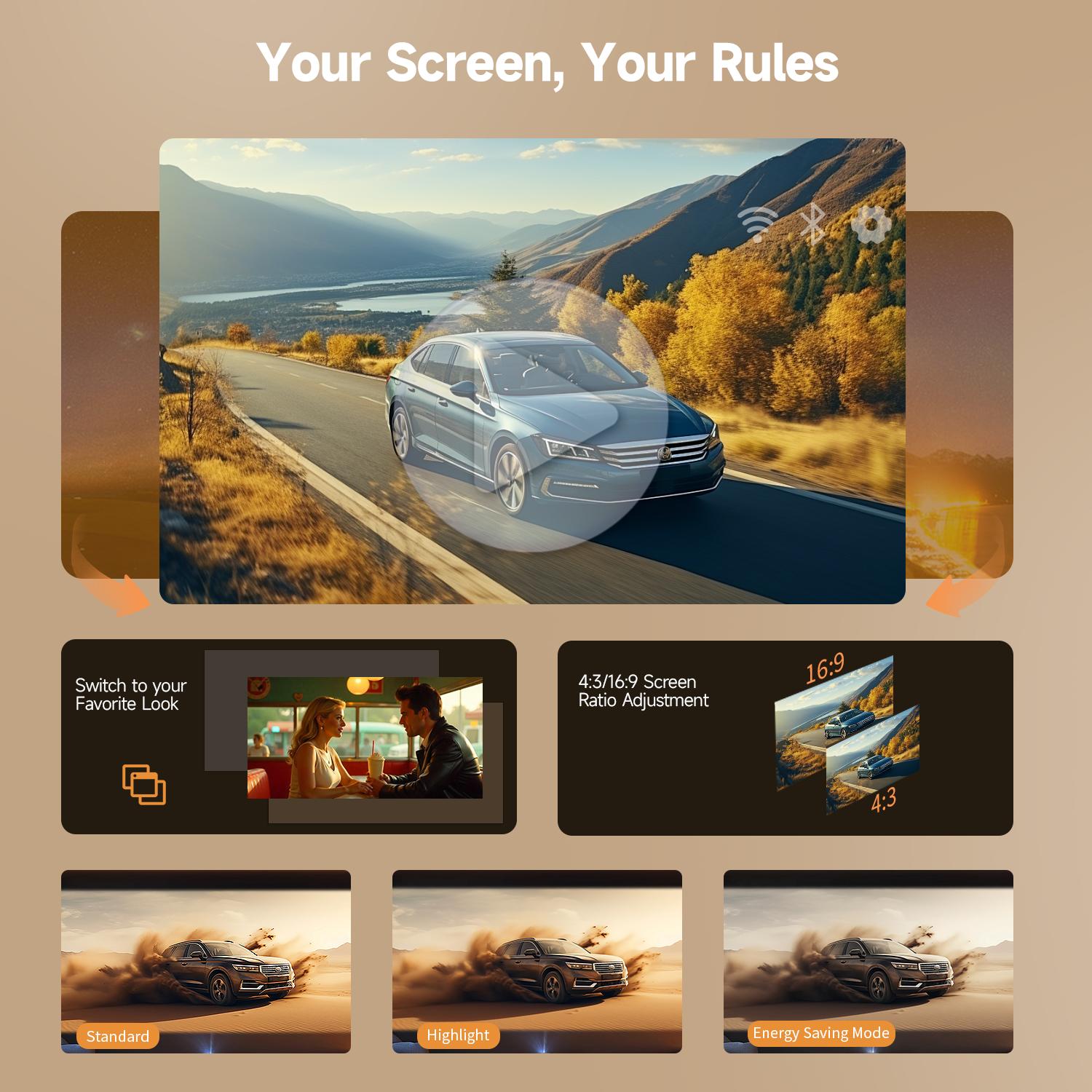 [US warehouse] Magcubic 420ANSI HY310X Projector Auto Focus & Keystone With 4K Videosource Supported  Full HD 1080P Android 11 Built-in 5W Speaker BT5.2 for Outdoor Theater Stand Mini Portable Projector