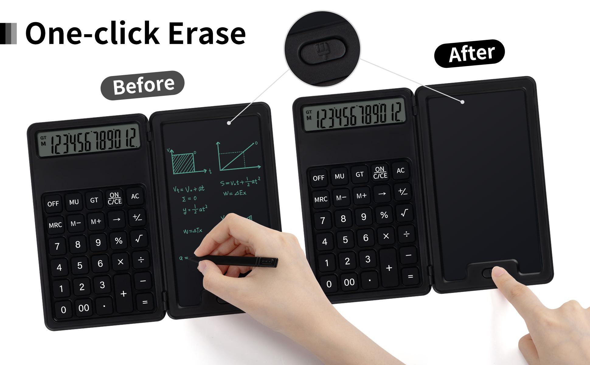 Desk Portable Basic Calculator with Notepad and Stylus, 12 Digit Large Display Multi-Function for Office, School, Home & Basic Financial