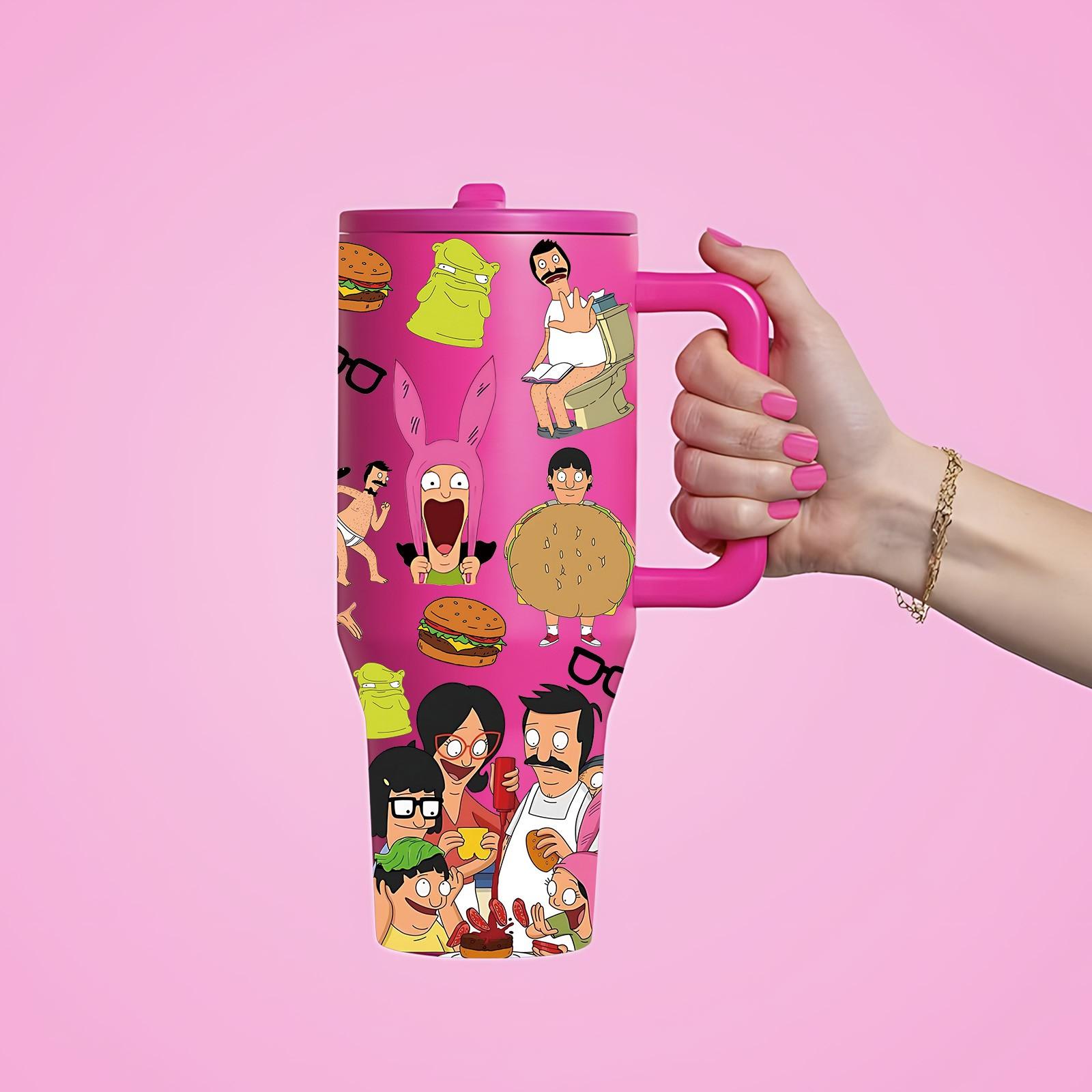 40oz Cartoon Inspired Insulated Tumbler, Vacuum Flask, with Straw Lid, Capacity Double Wall Vacuum Stainless Steel Thermal Cup, Keeps Drinks Hot 12 Hours Cold 24 Hours, Leak Proof Lid, Coffee Ice Drinks Daily Use, Gift Idea