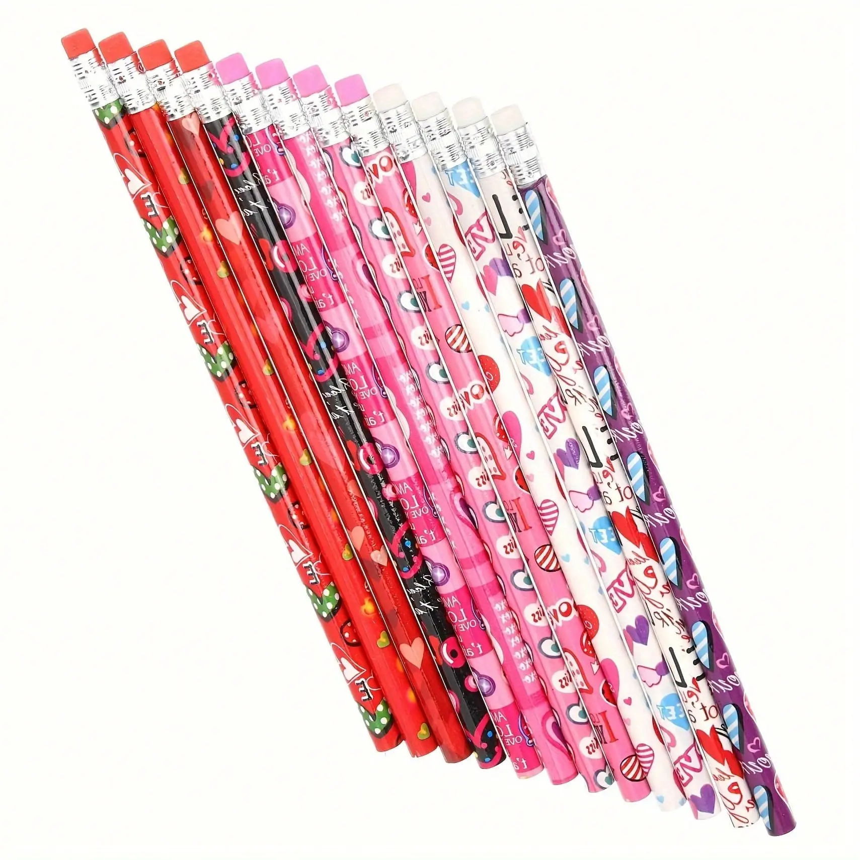 12-Pack Valentine’s Day Pencils and Sketch Pens, School Valentine’s Gift Exchange and Class Prize Set, Ideal for Classroom Games and Gifts
