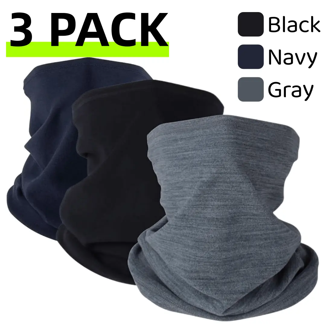 3 Pack 3pcs Suitable for Men & Women Winter Neck Warmer Gaiter - Windproof Fleece Face Mask Cover & Convertible Scarf, Thermal Balaclava for Skiing, Snowboarding, Outdoor Activities, Cold Weather Gear