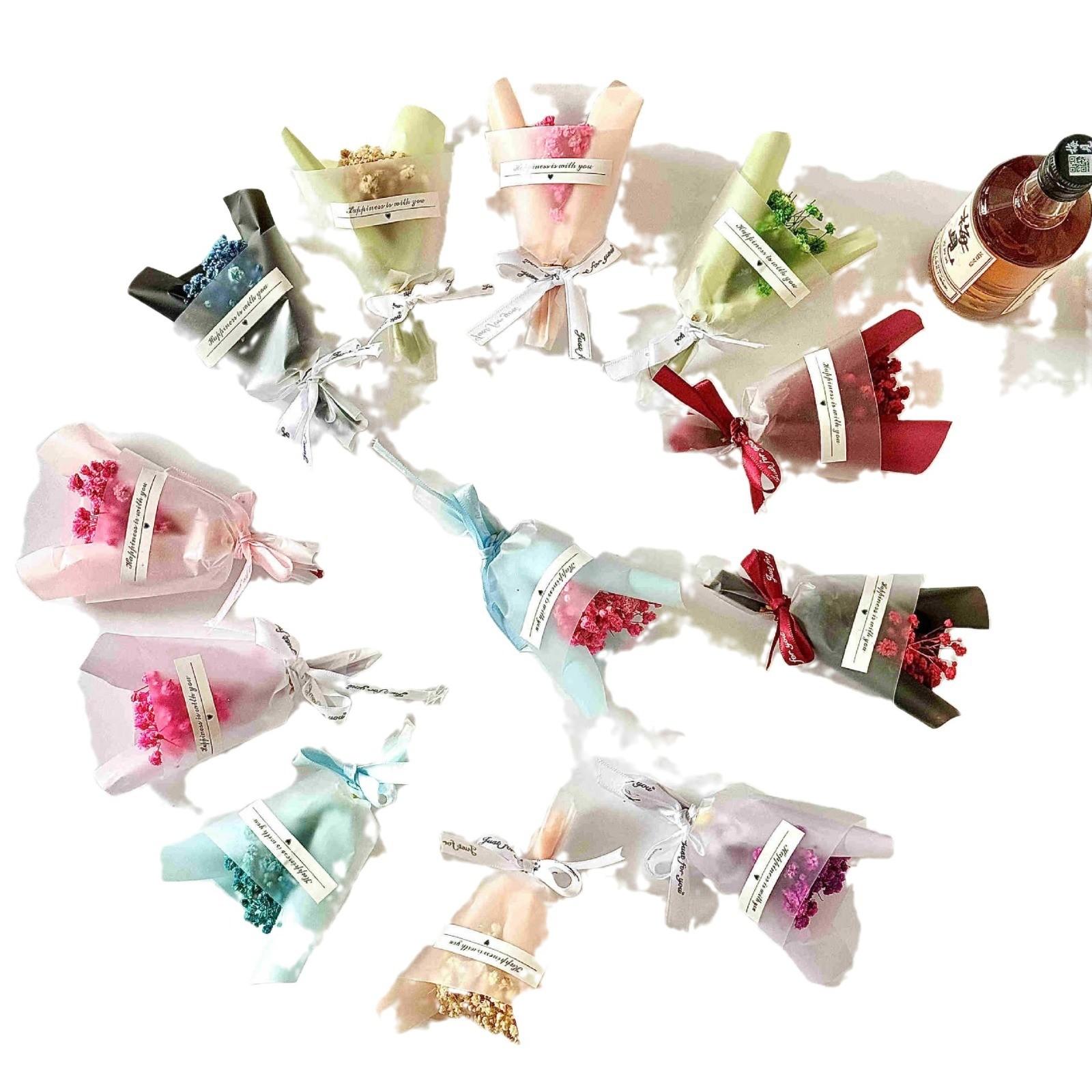 Mini Dried Baby's Breath Bouquet Gift Box | Natural Preserved Gypsophila Floral Arrangement | Elegant Wedding Favor for Guests | Rustic Party Keepsake for Adult Recipients | US Celebration Essential