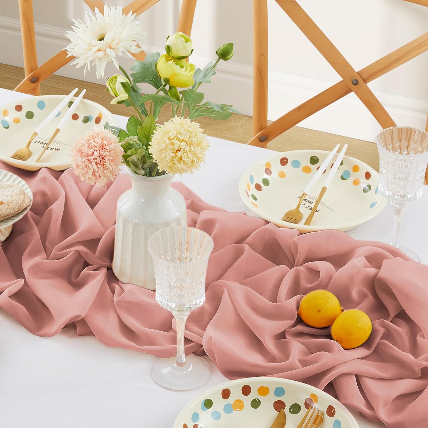 Solid Color Table Runner, Modern Simple Chiffon Table Runner, Decorative Tablecloth for Home Kitchen Dining Room Wedding Party