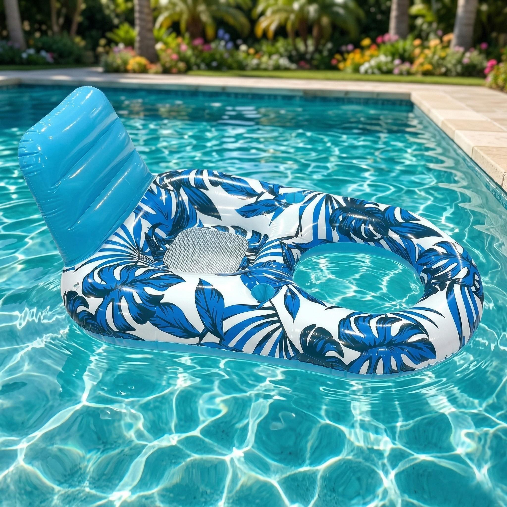 2026 New Multi-Functional Inflatable Maple Leaf Recliner Float, Cup Holder & Net Design, Ideal for Relaxing at Poolside, Bulk Purchase Available