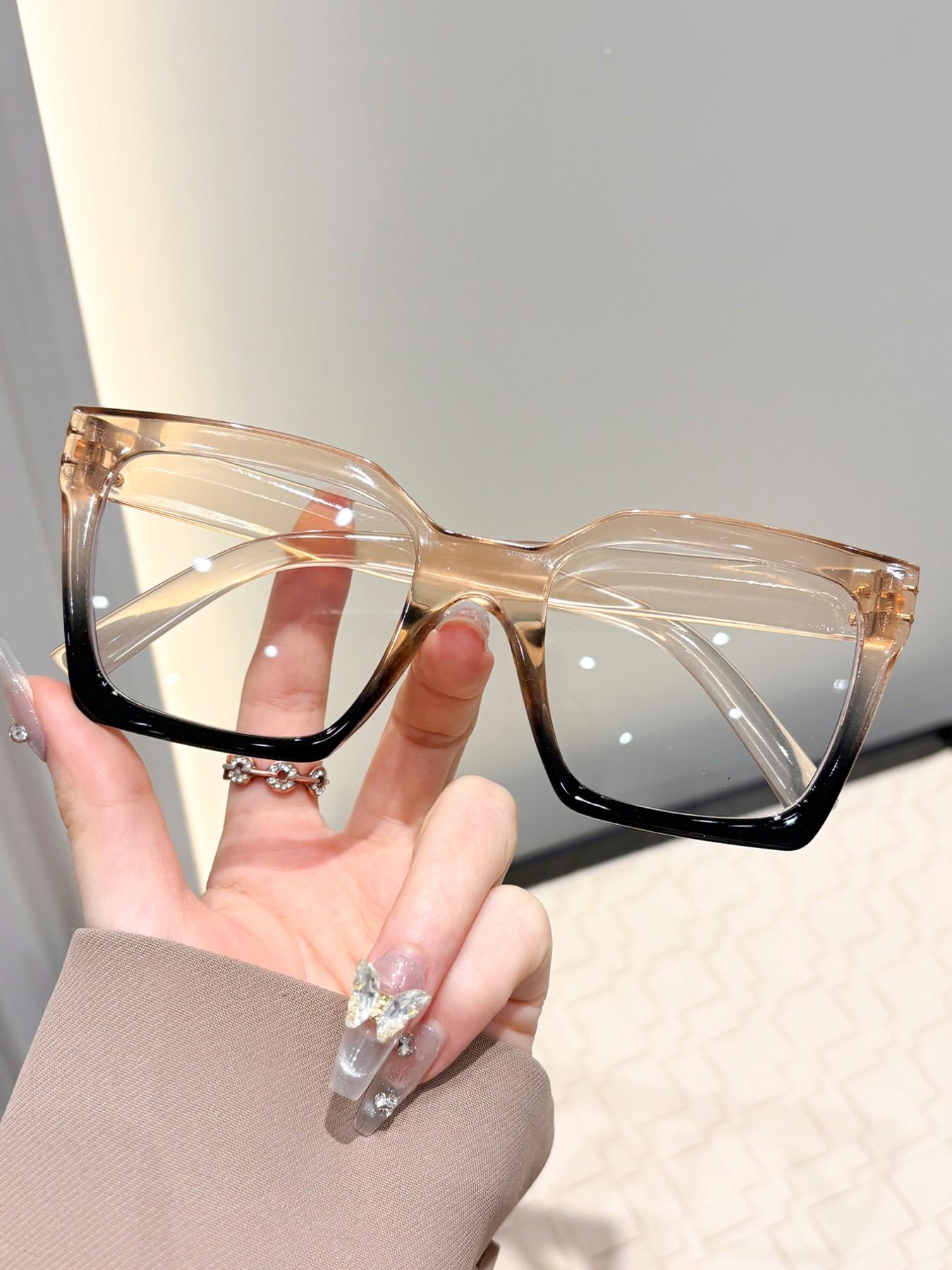 Women's Rectangular Casual Simple Flat Mirror, Leopard Pattern Eyeglasses, Ideal for Daily Office Commute, Leisure Activities, Stylish and Functional Design