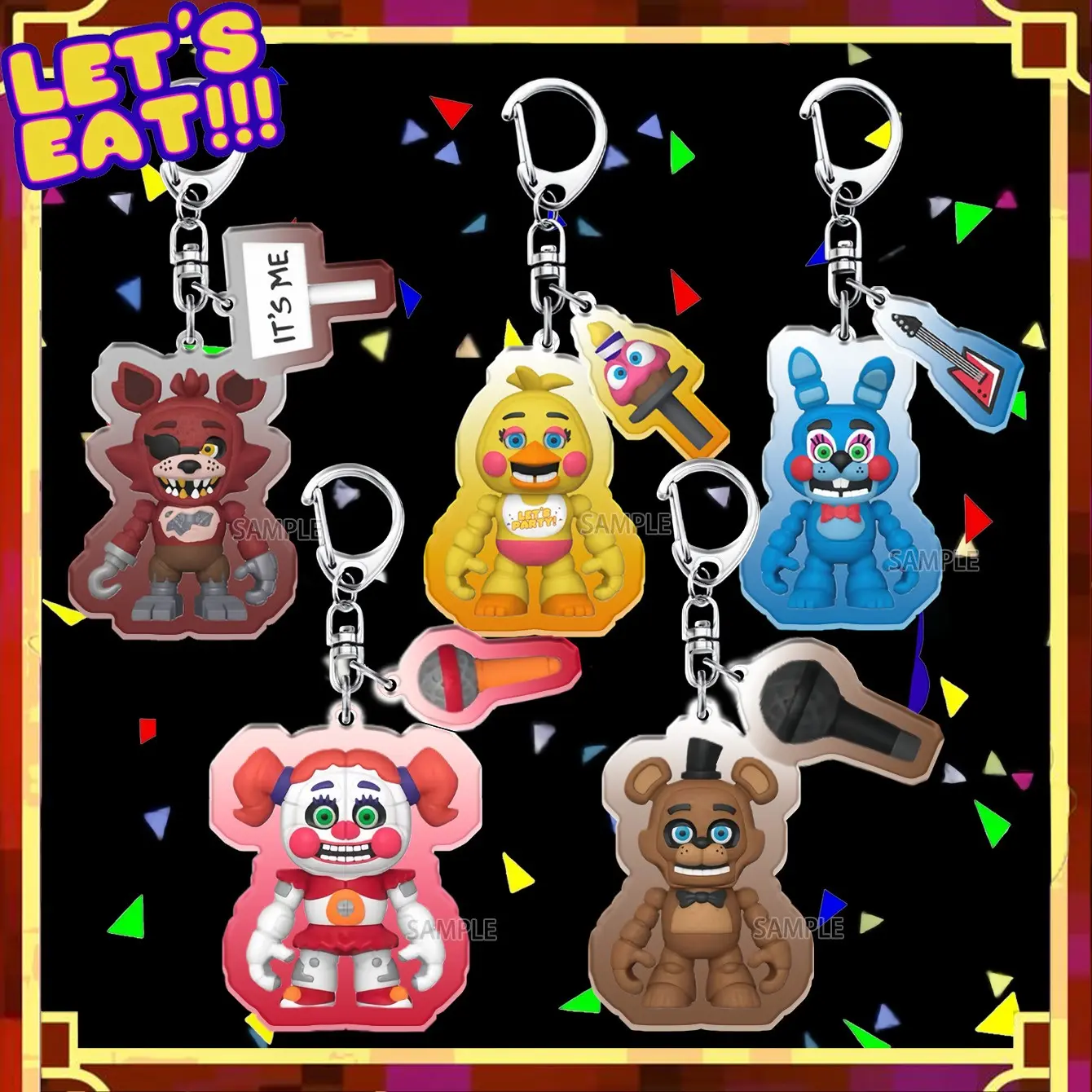 Fnaf Keychain, Five Nights Freddy’s Anime Keychain, Cute Bag Charm, Collectible Desk Decor, Christmas Gift, Anime Fans Merchandise
