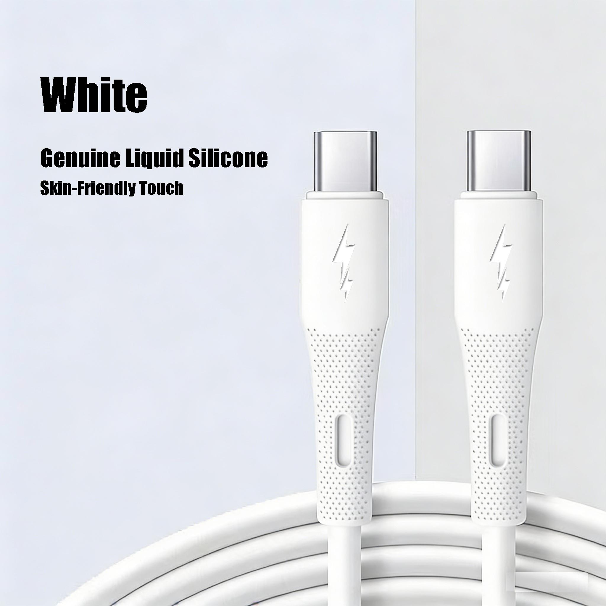 60w Dual Type-C Fast Charging Cable, Liquid Silicone Quick Charge Line for iPhone 17/16/15 Series, Samsung Xiaomi Huawei Phones