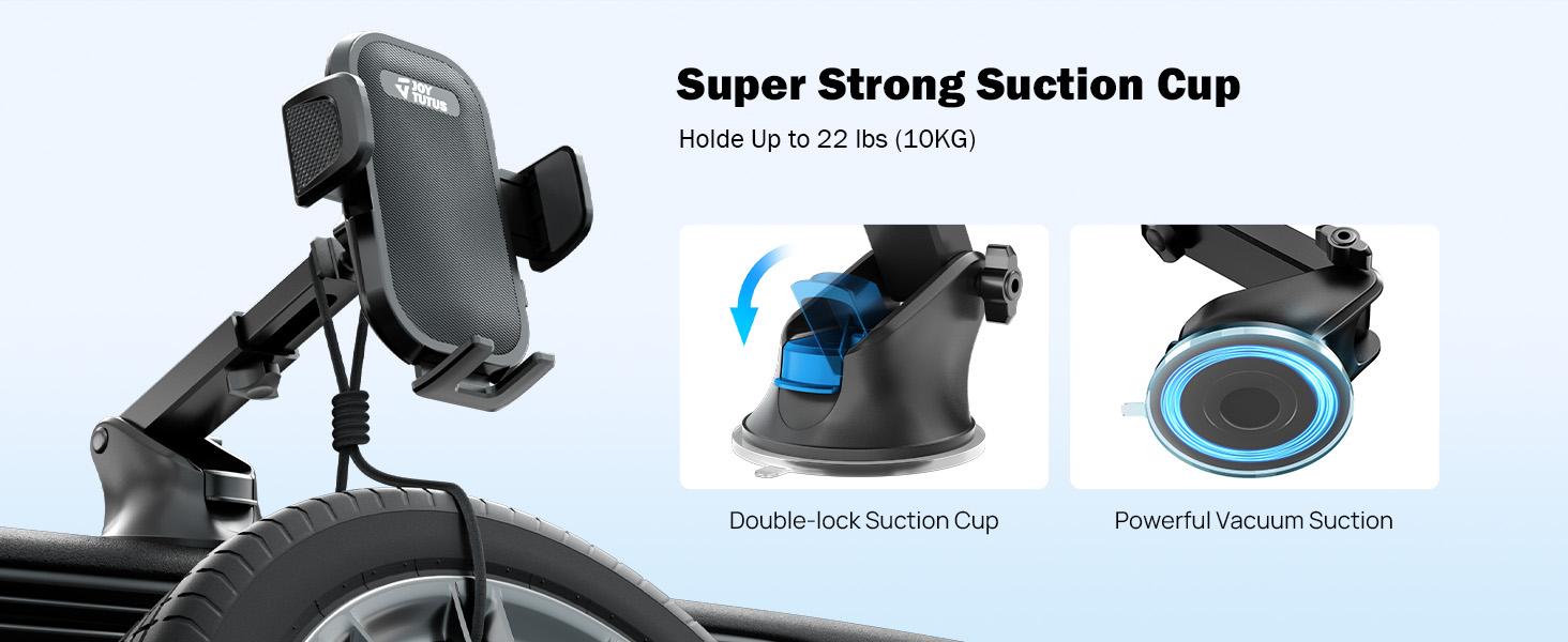 Joytutus Magnetic Car Phone Holder - Strong Retractable Suction Cup, Foldable Adjustable-Length Arm, 360° Rotating Ball, Protective Layer, Hands-Free Mount for Car Auto Accessories, Mobile Phone Accessories