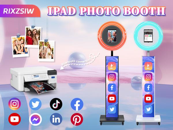 MWE Photo Booth with App Control – Portable Booth Compatible with iPad 12.9/11/10.9/10.2 – Perfect for Weddings, Parties & Events