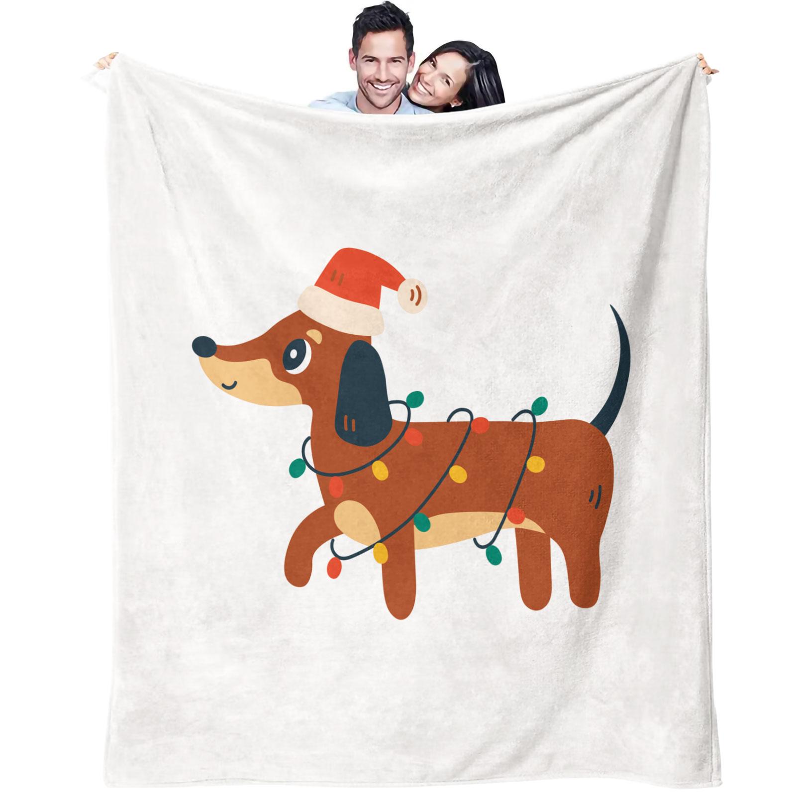 Christmas Dog Pattern, suitable for children and adults as Christmas holiday gifts, soft, warm and lightweight plush blanket, suitable for bed, sofa, car, room decoration