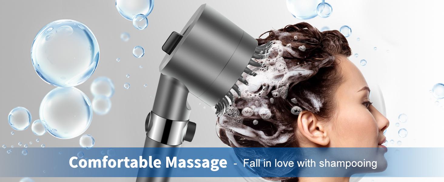 High Pressure shower  Head withHandheld,HighFlow Even with LowWater Pressure-Hand HeldShowerheadSet,3 Modes Filtered ShowerheadwithReplacement Hose/Bracket/CottonFilters,Detachable SprayMode,Gray,Springtok bathroom  shower equipment Waterfall Brush