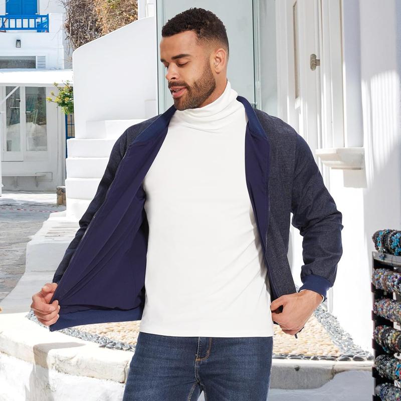 CATTIBOR Men's Plain Turtleneck Long Sleeve T-Shirts,Men High Neck Basic Designed Undershirt,Men Thermal Pullover Sweater Men Underwear Keep Warm