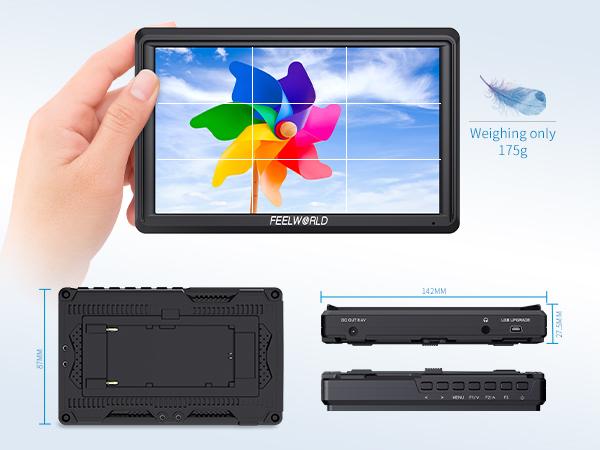 FEELWORLD S55 5.5 inch Camera DSLR Field Monitor Small Full HD 1920x1152 IPS LUT Video Peaking Focus Assist with 4K HDMI 8.4V DC Input Output Include Tilt Arm