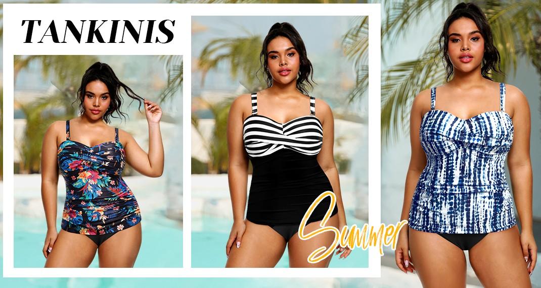 Aqua Eve Plus Size Tankini Top Only Bandeau Swim Top Strapless Swimsuit Top Twist Front Bathing Suit Top No Bottom