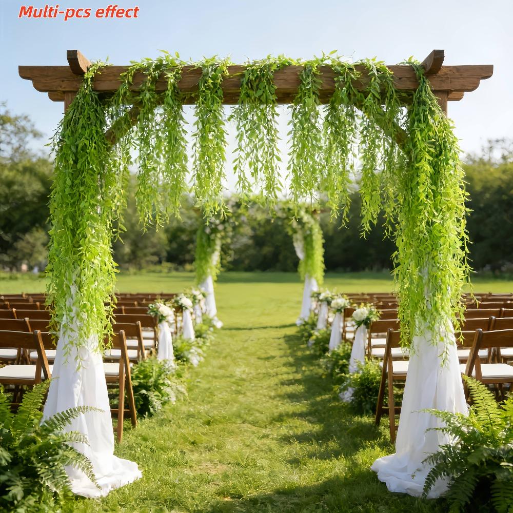 20/40/00Pcs Artificial Green Willow Branches - Maintenance-Free Spring And Summer Decorative Drapes, All-Weather Hanging Ivy, Suitable for Wedding Arch Decorations, Hotel And Ceiling Decor, Climbing Frame Decorations, And Ceiling Embellishments