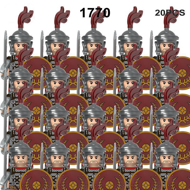 2026 new Medieval Military Sets Action Figures Building Blocks Bricks Roman Knight Spartan Soldier Helmet Sword WeaponsToys For Children