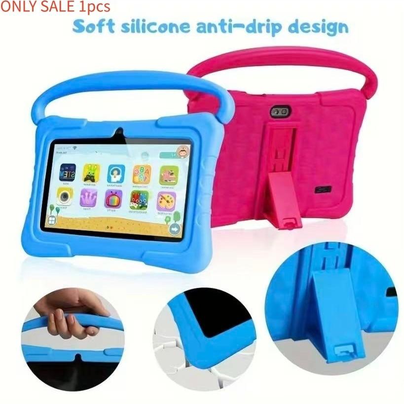 7-inch Android tablet with shockproof protective case, 1GB + 16GB, Wi-Fi, parental controls, dual cameras, Bluetooth tablet, educational, blue/pink, eye protection mode, Android Wifi Tablet