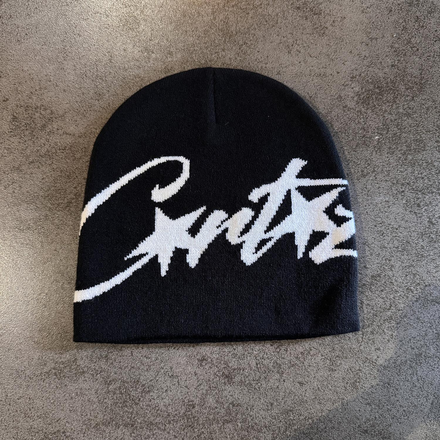 Graffiti Star Knit Beanie - Y2K Streetwear Cuffed Skullcap, Soft Warm Winter Hat for Men & Women, Hip-Hop Style, Multiple Colors