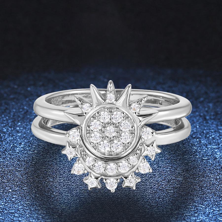 Sterling Silver Moon and Sun Ring Sterling Silver Eternal Love Zodiac Approved Soulmate Jewelry