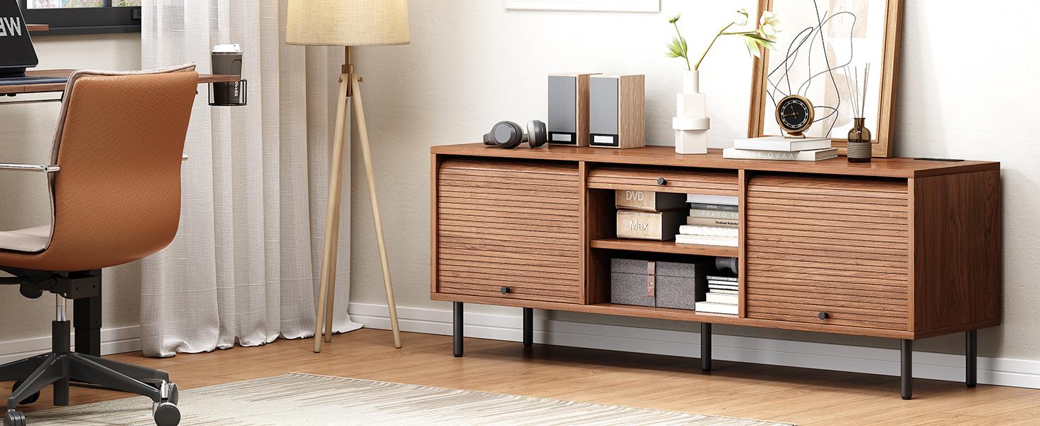 【SPRING GLOW UP】ONBRILL 59 Inch TV Stand for TVs up to 65 Inch, Entertainment Center with Power Outlet, Mid-Century Modern TV Console with Storage, Adjustable Shelf & Sliding Doors, TV Stand for Living Room 【SPRING GLOW UP】ONBRILL 59 Inch TV Stand for TVs up to 65 Inch, Entertainment Center with Power Outlet, Mid-Century Modern TV Console with Storage, Adjustable Shelf & Sliding Doors, TV Stand for Living Room