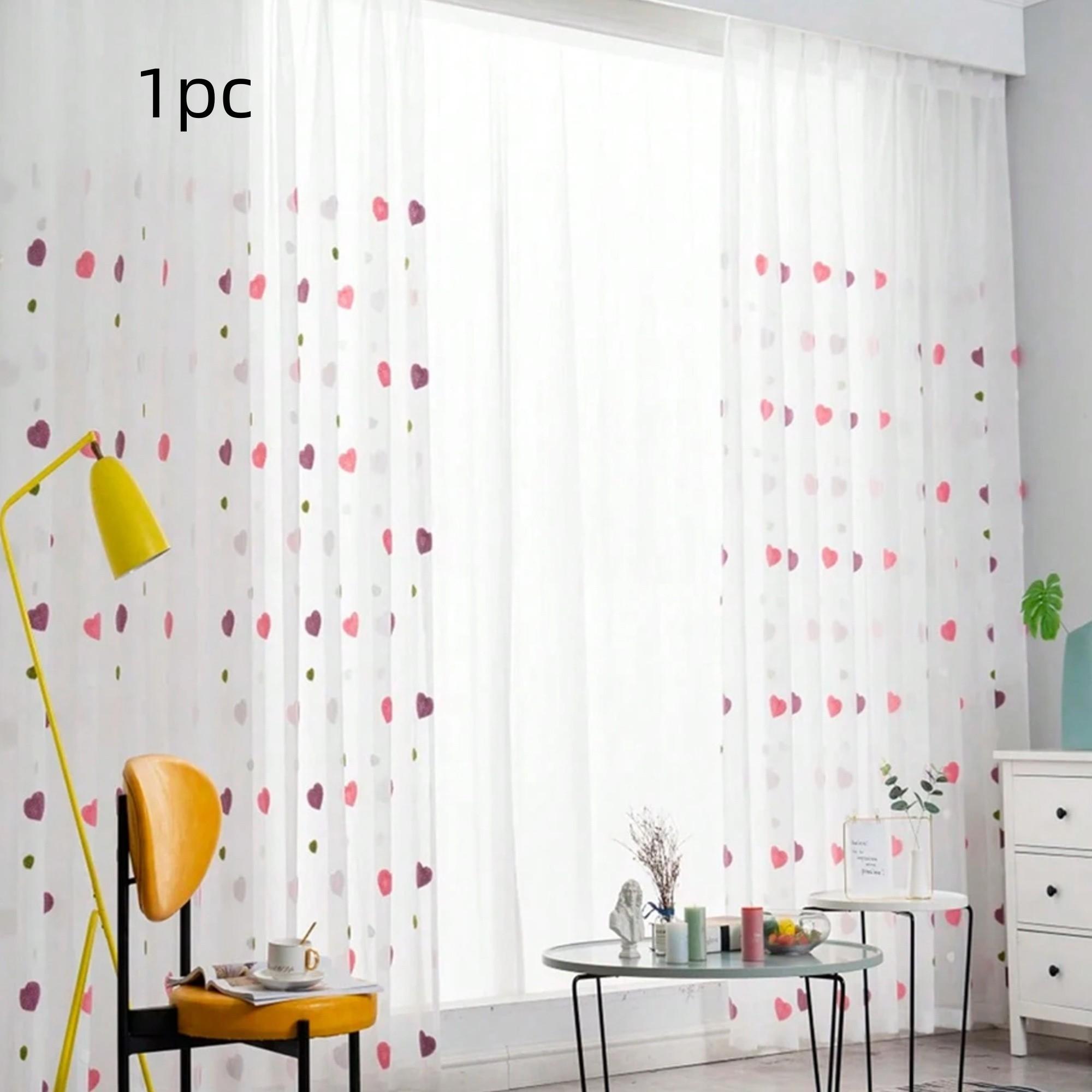 1pc Sweetheart Heart-Shaped Semi-Sheer Curtain, Modern Drapes for Bedroom Girl Room Decor, Atmosphere-Enhancing Window Treatment