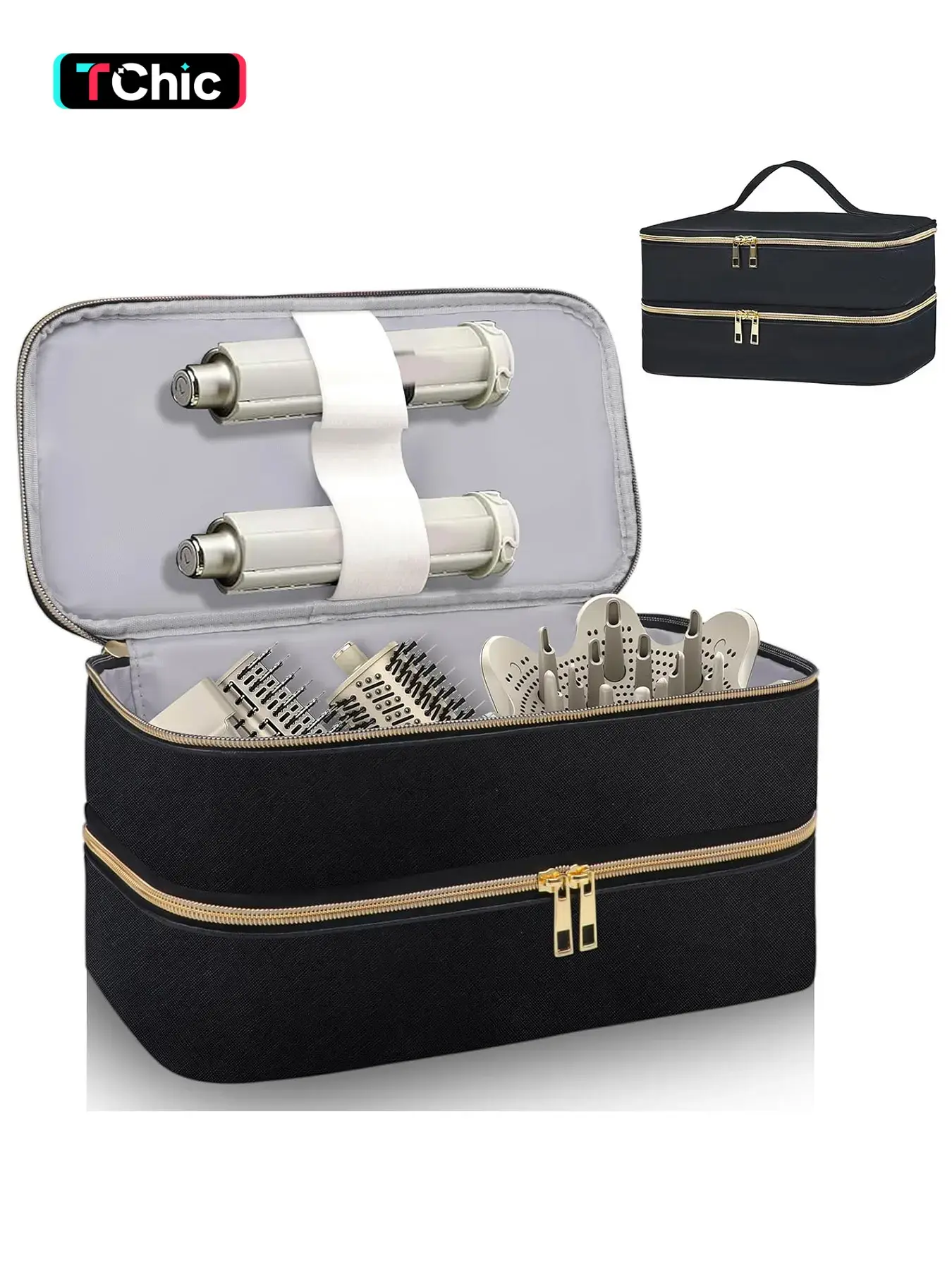 Travel Carrying Case for Shark Flex Style, Double Layer Separate Storage Case for Shark SpeedStyle Hair Dryer Attachments, Portable Waterproof PU Leather Organizer Bag for Shark Flexstyle Airwrap Styler, Hair Dryer Accessories, Haircare, Hairdryer