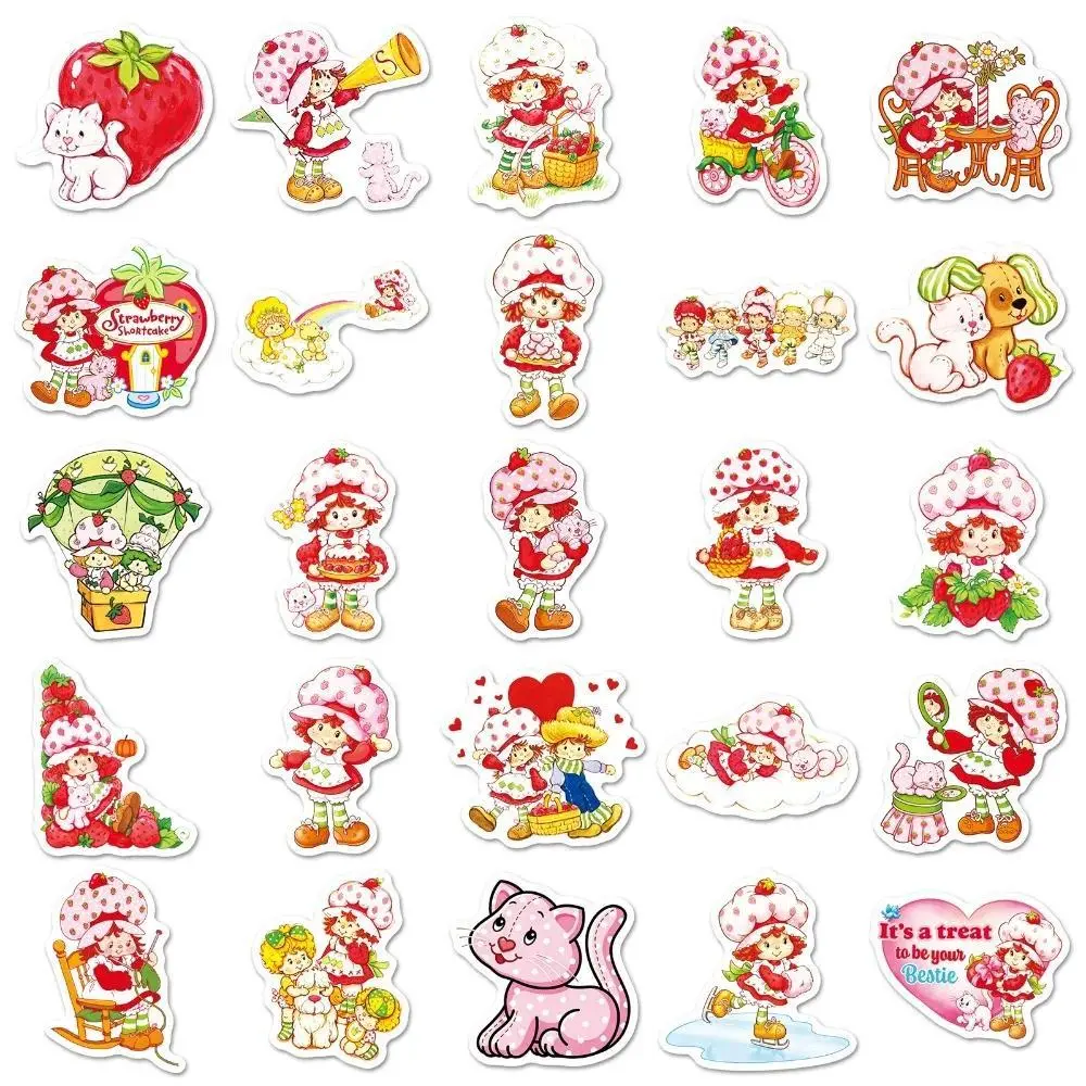 50pcs Cute StrawberryShortcake Graffiti Stickers Decals Suitcase Laptop Computer Guitar Decoration DIY Toy